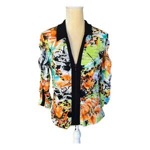 Joseph Ribkoff Zipper Artsy Top Blouse Size US 10